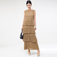 Robe de soirée pour femme de haute qualité, design tendance, été, volants, sans manches, couleur unie