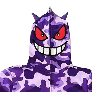 Venta al por mayor impresión digital nueva llegada cara completa Zip Up sublimación Sudadera con capucha de peso pesado estampado de gran tamaño liso completo Zip Up Hoodie - Product Image 2