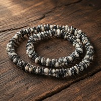 Collar de Piedra Jaspe Zebra Natural con Cadena de Plata 925, Estilo Boho con Cuentas de Cristal, 80cm, Bañado en Rodio, Venta al Por Mayor para Mujeres