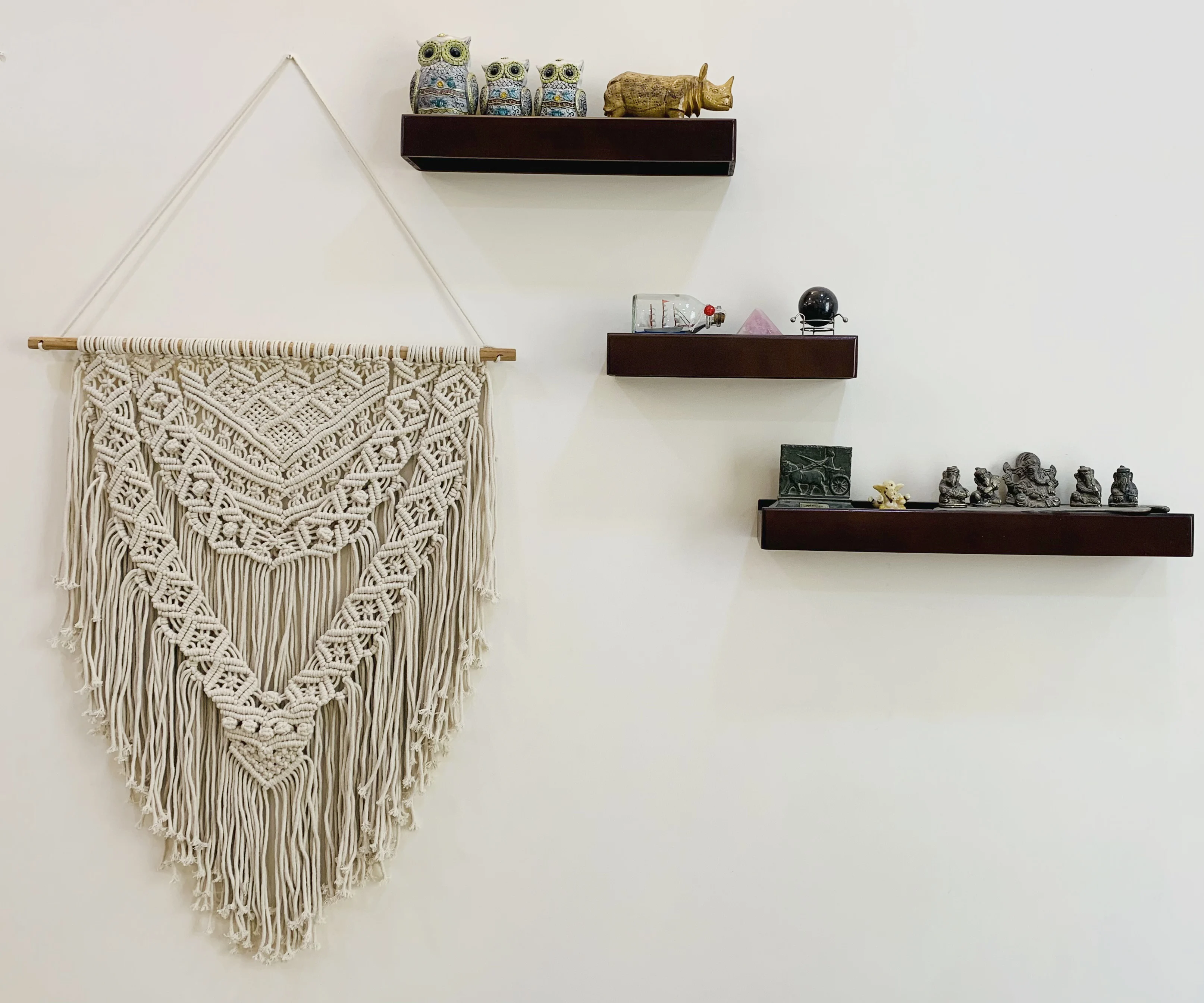 Boho buatan tangan geometris seni dekorasi rumah Macrame tenun dinding permadani gantung dengan rumbai