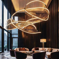 Lustre suspendu en cristal/verre LED de design moderne et luxueux, à hauteur réglable, pour hall d'hôtel
