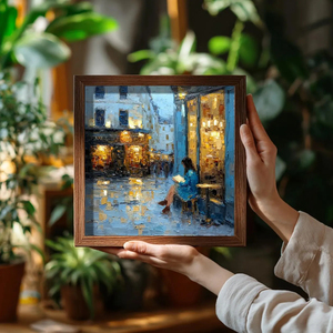 Dipinto a Olio di Pioggia con Ragazza che Legge <span class=keywords><strong>in</strong></span> Strada, Arte Impressionista Originale, Paesaggio Urbano Romantico Francese per Arredamento Casa e Galleria - Product Image 6