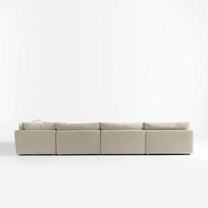 Unwind Modular 6-Piece L-Shaped <b>Slipcovered</b> Sectional <b>Sofa</b> Set Chaise Lounge Fabric One Seat Furniture Sponge Filling Material - Product Image 6