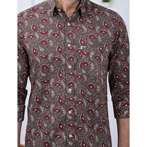 Chemise pour homme, 100% coton, imprimée avec des motifs floraux à pois, décontractée, manches longues, options de tissu popeline Oxford, fabrication ODM/OEM - Product Image 2