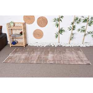 Alfombra Vintage turca Bohemia marrón Beige 3,1X7 pies área grande diseño de retazos lana látex nuevo rectángulo pasillo habitación abstracta - Product Image 1