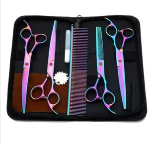 Kit de tijeras de aseo para perros con punta redonda de seguridad Juego de 5 tijeras para perros y gatos Tijeras de aseo para mascotas de acero inoxidable - Product Image 6