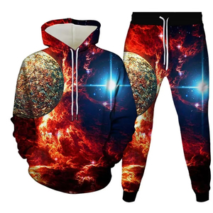 Conjunto de chándal para hombre, sudaderas con capucha informales con estampado 3D de estrellas, pantalones, conjuntos de 2 piezas, jersey de gran tamaño, ropa de calle de moda para hombre, personalización - Product Image 2