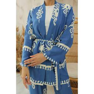 ชุด2ชิ้นลายมาริน่าอินดิโก้ของผู้หญิงฮิญาบผ้าวิสโคส - Product Image 1