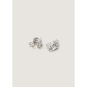 Mercer <b>Silver</b> Cuff <b>Hoop</b> <b>Earrings</b> with Geometric Pattern Gold Plated Diamond Pearl and Zircon for Parties Weddings and Gifts - Product Image 4