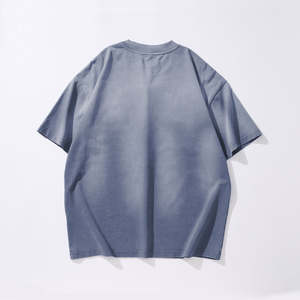 Custom Blank Acid Wash Knitted Organic Cotton <b>T</b>-<b>Shirt</b> for Men Embroidery & Direct Printing Vintage Style Wholesale - Product Image 5