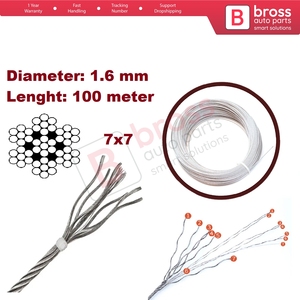 BWR5473 Window Regulator Repair Cable Steel Wire Rope 7x7 Diameter: 1.6 mm Length: 100 <b>meter</b> for Car Window Regulator - Product Image 5