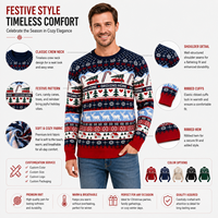 Pull de Noël moche pour homme FNJIA, motif Fair Isle, jacquard tricoté, avec rennes et voitures de Noël, idéal pour la conduite, tricot festif, personnalisable OEM
