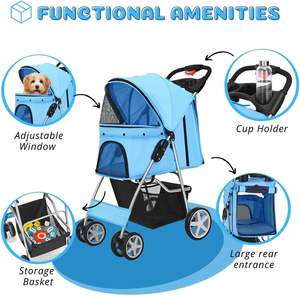 Carrito para mascotas con marco de acero y rueda de rotación, Diseño Popular de Vietnam, fabricante de alto estándar, estilo cochecito para mascotas - Product Image 3