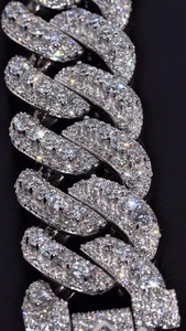 สร้อยคิวบาลิงค์แบบ Iced Out ประดับเพชรโมอิสซาไนต์ทรงกลมและทรงบาแกตต์ VVS ระยิบระยับ ความเงางามสูง เงินแท้ 925 ดีไซน์โดดเด่น เหมาะสำหรับทั้งชายและหญิง - Product Image 5