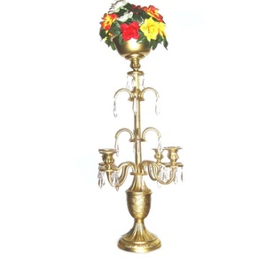 Venta caliente hecho a mano con cuentas de cristal de Metal piso florero candelabro personalizado para boda Navidad evento decoración venta - Product Image 1