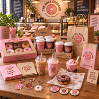 Emballages personnalisés AT PACK pour les chaînes de donuteries avec boîtes à donuts, sacs en papier, gobelets à café et fournitures à emporter