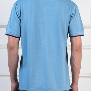 เสื้อโปโลผ้าฝ้าย100% แบบปรับแต่งได้สำหรับเสื้อโปโลผ้าเจอร์ซีย์ลายท้องฟ้าสีพื้นย้อมสีล้วนแบบลำลองแนวไฮเอนด์ - Product Image 4