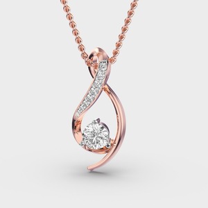 IGI Certified Lab Grown Round Diamond Twist <b>Infinity</b> Pendant with Solitaire & Pave Set Diamonds in 14K Yellow/<b>Rose</b> & White Gold - Product Image 1