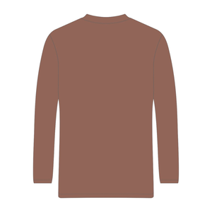 T-shirt à manches longues pour homme en coton biologique de luxe 100% brun, col en V, pré-rétréci, certifié GOTS, respirant, coupe ajustée - Product Image 4