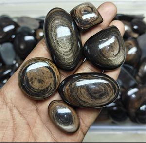 Cabochon en obsidienne cuivrée poli à la main, pierre précieuse en quartz cristallin en forme de poire, fourniture en gros pour la fabrication de bijoux - Product Image 5