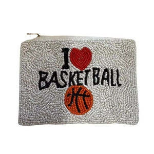 Choix élégant jour de jeu fait à la main j'aime BASKETBALL perlé broderie porte-monnaie avec Unique haute qualité Designer Look pour fille - Product Image 1