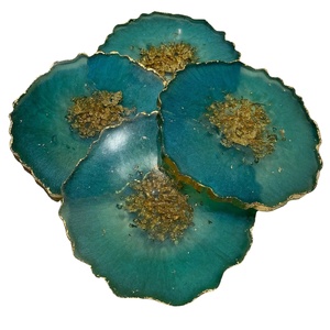 10X10 cm Résine avec Pierre Gravier Mixte Conception Unique À La Main Thé Dessous De Verre 4 Pièces Ensemble Cuisine Accessoires Vente Chaude - Product Image 3