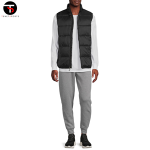 Chaleco de invierno para hombre con logotipo personalizado, chaleco acolchado sin mangas cálido de poliéster de alta calidad y peso pesado - Product Image 1