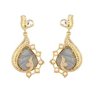 Kriaa Kundan Résine Plaqué Or Boucles D'oreilles 1307344C Fine Dangle Jewelry - Product Image 1