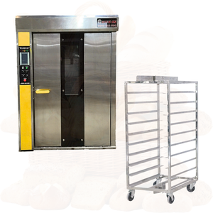 Factory Price Bread Oven Bakery 32 Trays With Trolley Pe & Wooden Pallet <b>Rotary</b> Oven Electric Ovens Made in Vietnam Manufacturer - Product Image 1