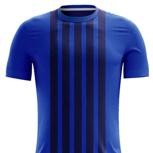 Custom Sublimated Soccer Jersey Set Men's Blue Striped Short Sleeve Moisture Wicking <b>Athletic</b> Fit All Seasons Football Uniform - Product Image 2