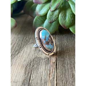 Wydell Billie Golden Hill <b>Turquoise</b> <b>Ring</b> Sterling Silver Bezel Set Size 5 - Product Image 4