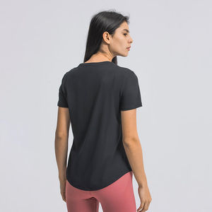 Camiseta Deportiva de Alta Calidad, Linda, Transpirable, de Verano, de Color Liso, de Manga Corta, para Entrenamiento, Yoga, Fitness, Unisex, Larga hasta la Cadera, para Gimnasio - Product Image 5