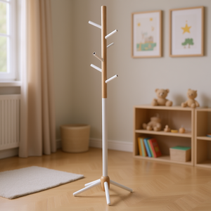 WELL HOME Appendiabiti per bambini a 6 ganci 28x28x176 cm Bianco Metallo e Legno 28x28x176 cm - Product Image 3
