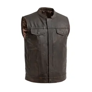 Leather Biker Vest 2022 Cow Leather Motorbike Vest- Leather vest Motorcycle waterproof wear resistant body armor