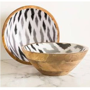 Tazón de mesa de madera de mango moderno esmaltado grande con estampado de mango colorido para uso decorativo de fiesta - Product Image 6