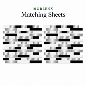 MORLENX - Azulejos Autoadhesivos 3D con Efecto Ladrillo Plateado Cepillado en Blanco y Negro para Revestimiento de Cocina y Decoración de Interiores - Product Image 2