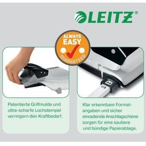 เครื่องเจาะกระดาษ Leitz NeXXt 5008 ขนาด 8 ซม. 30 แผ่น (80 กรัม/ตร.ม.) สีฟ้าอ่อน พร้อมรางนำ ทนทาน คุณภาพสูง - Product Image 5