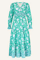 Gaun Maxi Boho Floral Musim Panas Wanita Ramah Lingkungan 100% Katun Kancing Santai Sundress V-neck Kantong Samping Ganda Pinggang Alami Y2K