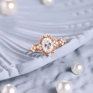 Banda minimalista de circonita cúbica de corte ovalado de Plata de Ley 925 sólida, chapado en oro rosa, banda de boda de compromiso para mujer y niña, venta al por mayor - Product Image 1