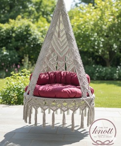 Balançoire en macramé intérieure et extérieure relaxante avec grand coussin de siège Fabricant de balançoire hamac suspendu de qualité supérieure - Product Image 1