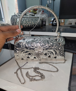 Bolso de mano de noche de Metal de latón de calidad premium indio, eslinga metálica de plata oxidada, recién llegado para bodas - Product Image 3