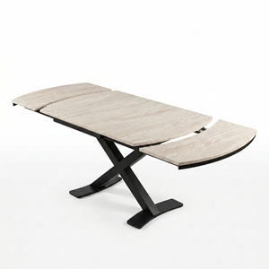 Table à manger moderne en bois avec pieds en métal en forme de X, forme rectangulaire, 4 places, design minimaliste, meubles pour la maison - Product Image 6