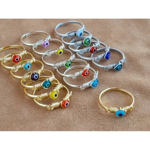 Bohemian Style Gold-Plated Alloy Gemstone <b>Rings</b> Bezel Setting Inlay Technology - Product Image 1