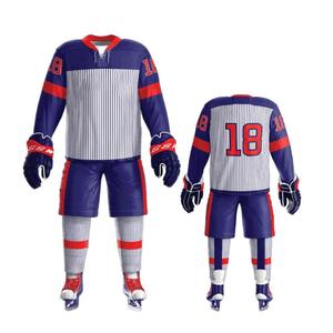 Dernier produit personnalisé de haute qualité Impression par sublimation Séchage rapide OEM Sports Hommes Col en V Rayé Hommes Maillot de hockey sur glace - Product Image 3