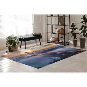 Alfombra Estampada con Paisaje Colorido: Diseño Vibrante de Cielo y Puente de Kiev, Ucrania, Alfombra de Chenilla - Product Image 5