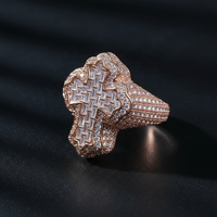 Bague Croisée Iced Out Hip Hop en Or Véritable 9K 10K 14K 18K 22K avec Diamants de Laboratoire VVS Couleur DEF de 6 Carats IGI, Cluster et Baguette