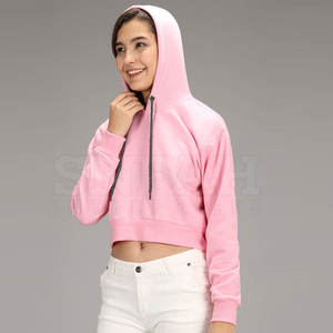 Service OEM directement de l'usine, meilleur matériel, sweats à capuche brodés pour femmes pour l'hiver, haut court à taux réglable pour femmes - Product Image 4