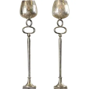 Bougeoir élégant en verre plaqué argent pour décoration de maison ou de table de Noël ou de mariage - Product Image 6