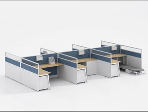 Centro de llamadas moderno en forma de L, cubículo, mesa de oficina en casa y partición, estación de trabajo de computadora para uso doméstico o comercial - Product Image 2
