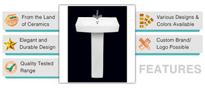 Elegante lavabo de baño de cerámica blanca, pedestal de montaje de grifo de un solo orificio, el mejor precio competitivo de origen indio - Product Image 3